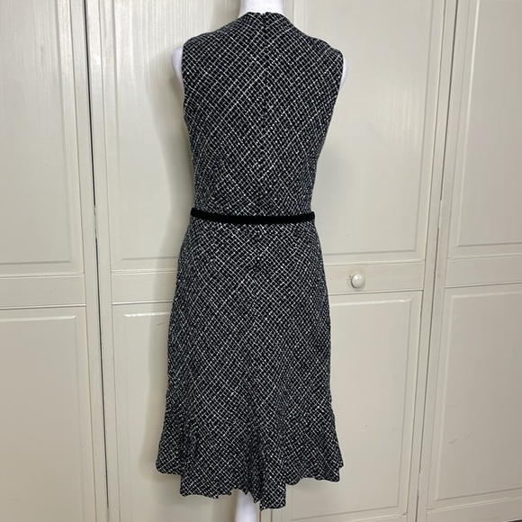 HELENA Women’s Tweed Houndstooth Sheath Dress With Velvet Bow Belt - Picture 7 of 13
